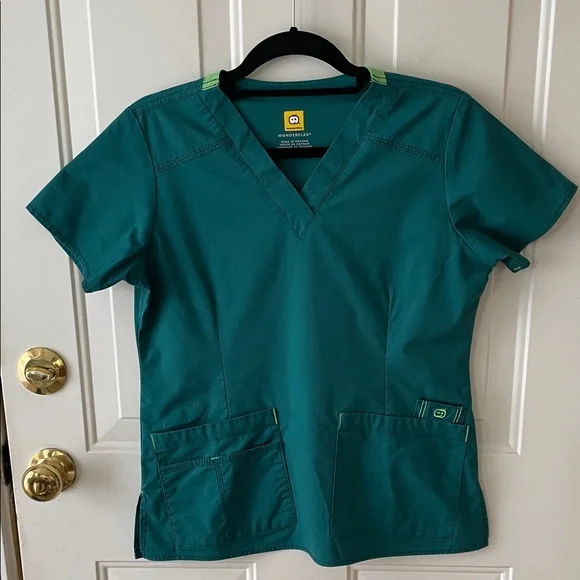 WonderWink Teal V-Neck Medical Scrub Top - Picture 1 of 5